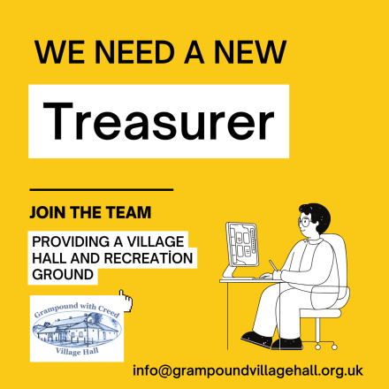 Poster advertising for a new treasurer.