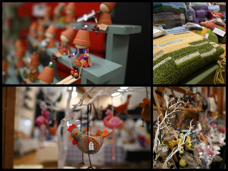 A collage of various crafts from the craft fair.